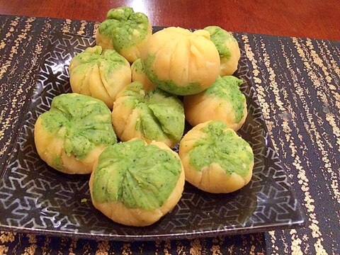 秋の和スイーツ♡さつまいもの2色茶巾絞り